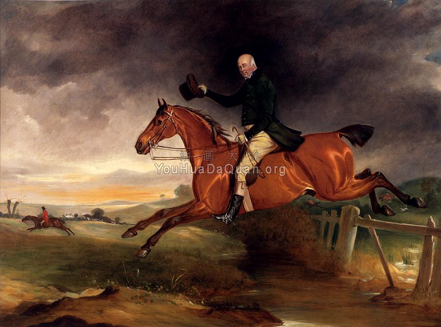 Mr George Marriott On His Bay Hunter Taking A Fence - 约翰·弗恩利